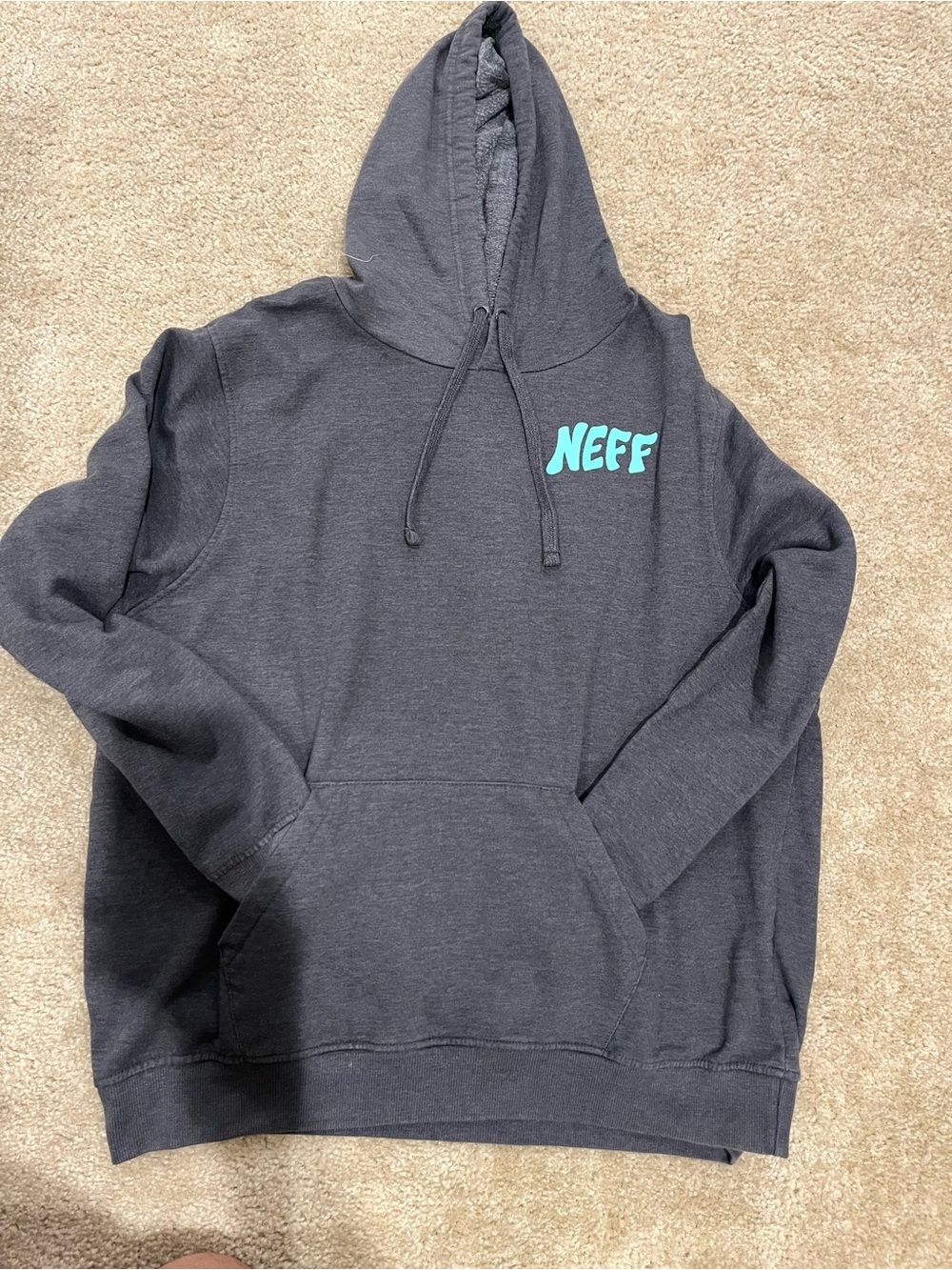 Neff Men's Dark Gray Hoodie with Teal Logo